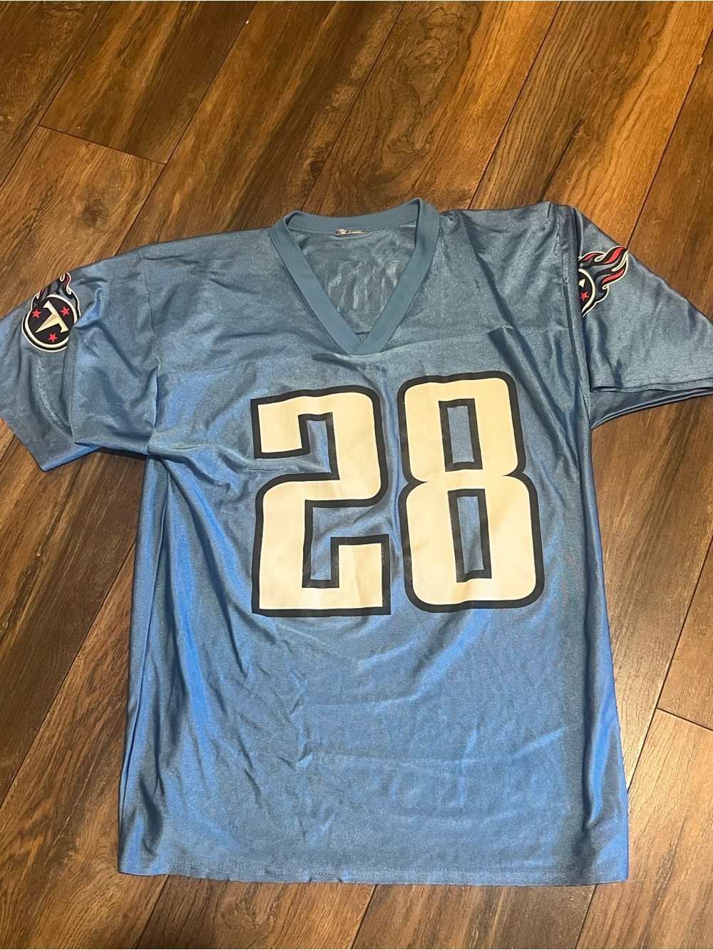 Men's Light Blue #28 Football Jersey - size small